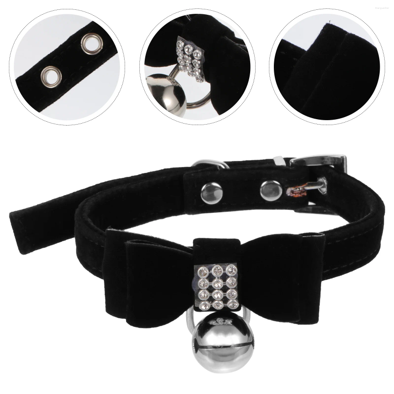 Dog Collars Pet Collar Bell Puppy Rhie Bow Tie Rhies Cat With Veet Fabric Kitten