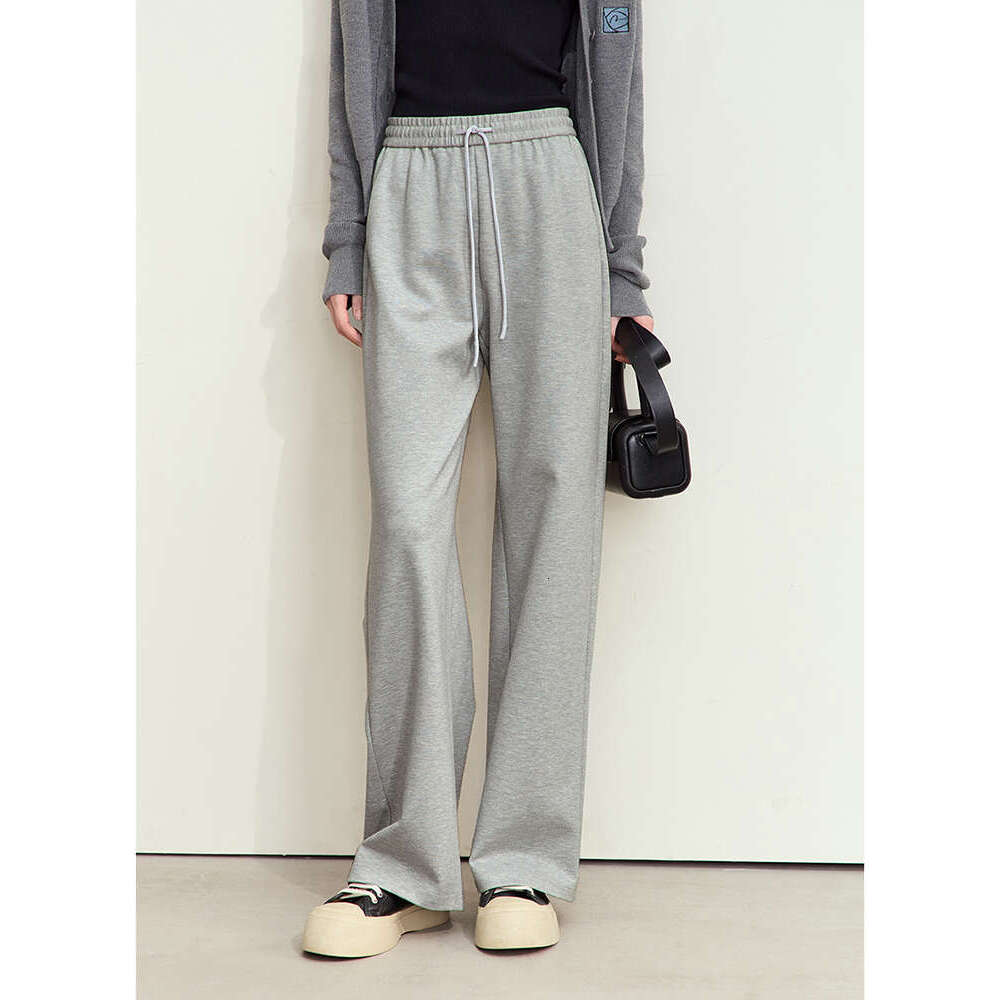 AMII Minimalist Casual Pants For Women 2023 Autumn Wide Leg New Loose Vertical Elastic Waist Drawstring Sporty Trousers 12343338