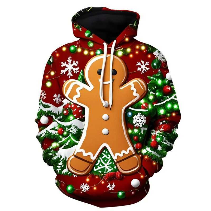 Merry Christmas gingerbread 3D printed new hoodies and sweaters ugly Christmas trees interesting zippers for Christmas sweaters Y241016