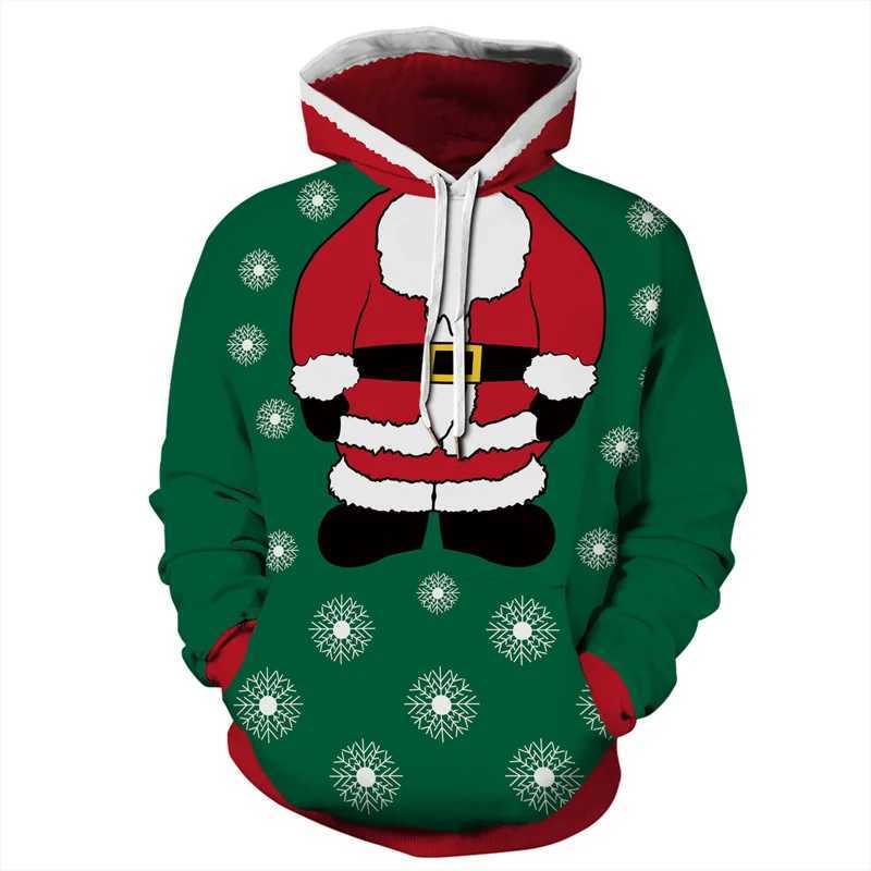 2024 Autumn/Winter Mens Casual Hoodie New Portable Gift for Santa Claus and Deer 3D Printed Christmas Hoodie Y241016
