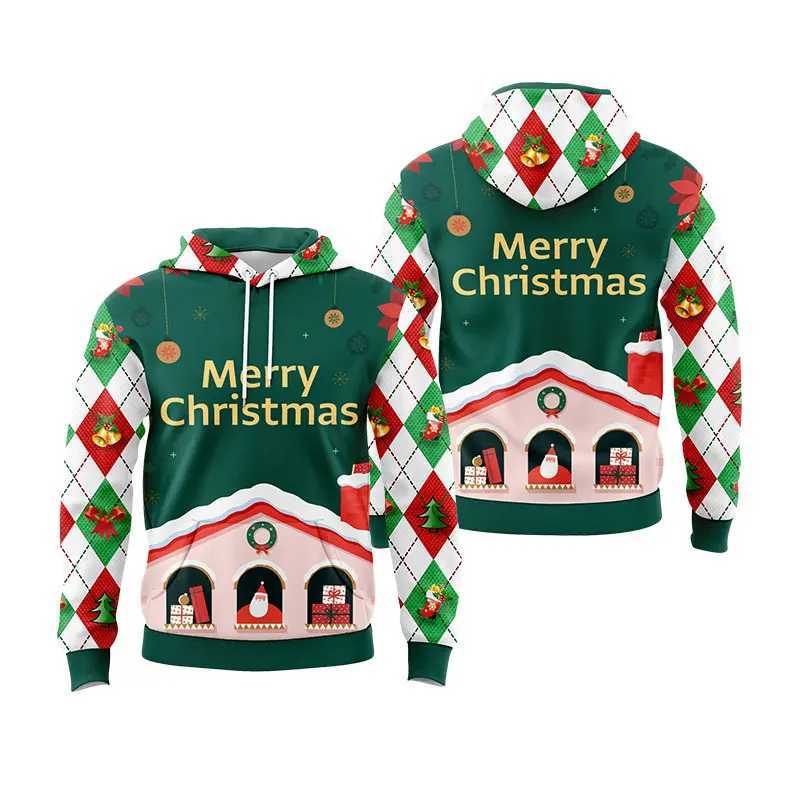 3D fully printed mens Christmas hoodie and womens Santa Claus graphic hoodie top loose oversized rally sweatshirt mens clothing Y241016