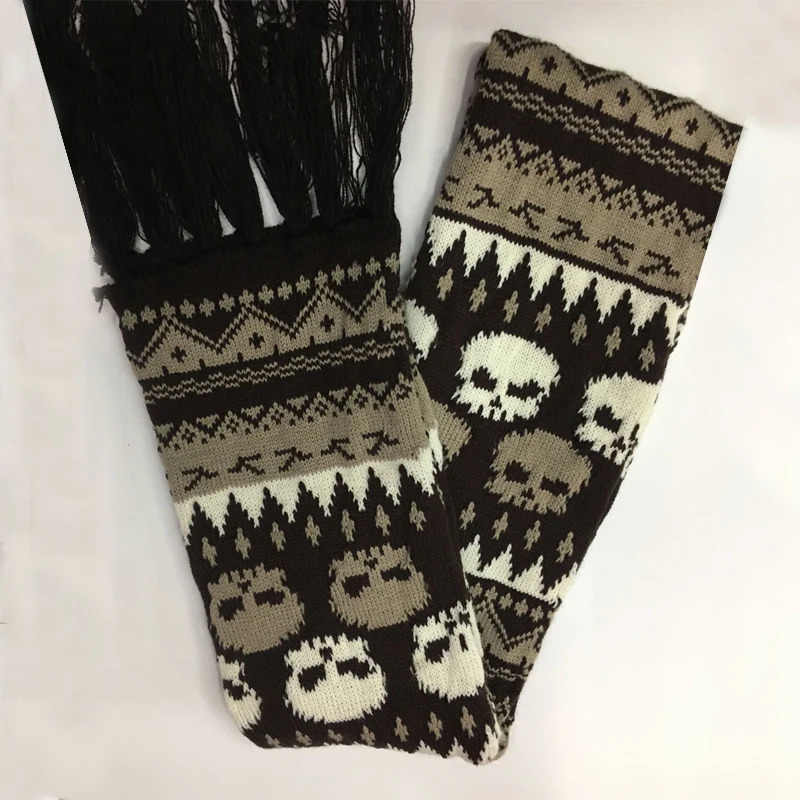 Dragon Skull Scarf Unisex Womens Winter Knitted Pashmina Shawl Black Acrylic Echape Womens Skeleton Packaging with Edges 241007