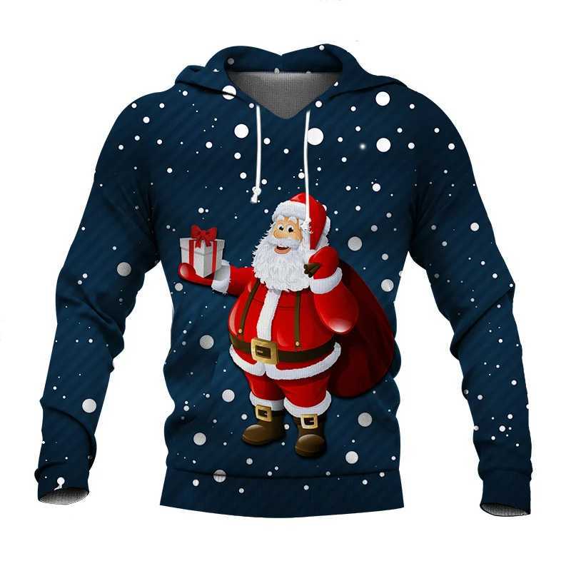 Merry Christmas Mens Casual Clothing Mens Santa Claus Sweater Autumn Mens Milk 3D Printed Hoodie Loose Top Y241016