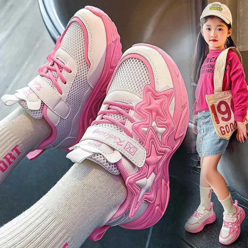 Girls casual sports breathable air mesh and celebrity fashion childrens running shoes school trend 26-37 soft M241016 XJ260303