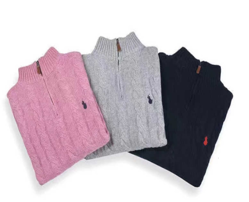 Mens Thick Sweater Designer Polo Half Zipper Hoodie Long Sleeve Knitted Horse Twist High Collar Men Woman Embroidery DEWS