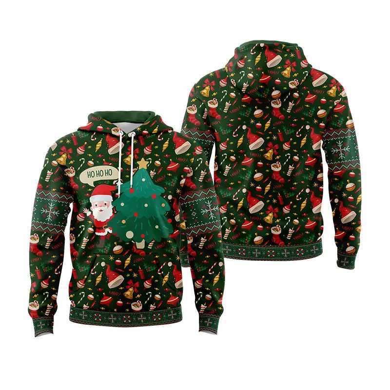 3D fully printed mens Christmas hoodie and womens Santa Claus graphic hoodie top loose oversized rally sweatshirt mens clothing Y241016