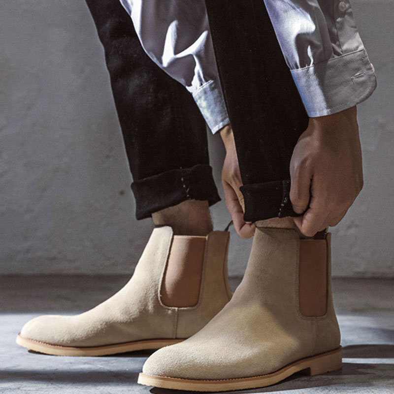 Chelsea Boots Men Cross-Border Plus Size 45 46 Supply Leather Autumn/Winter Men'S Boots English Doc Martens 35-46