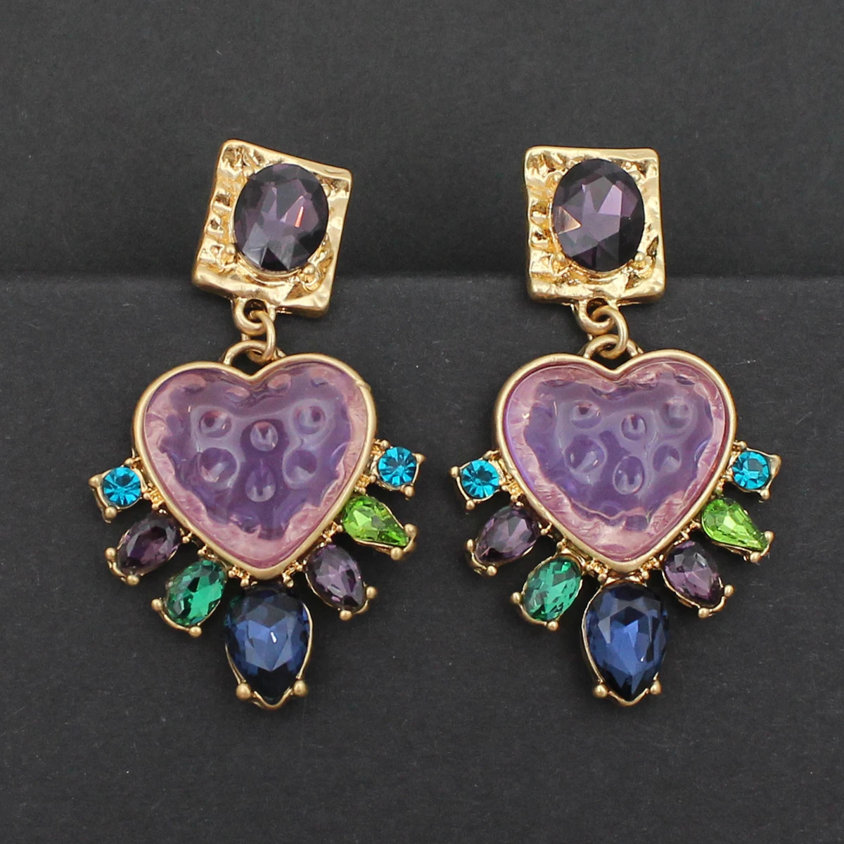 Womens Earrings Jewelry Cubic Zirconia Water Drop Hoop Dangle Earrings for Women Party Jewelry Purple Gift 241016