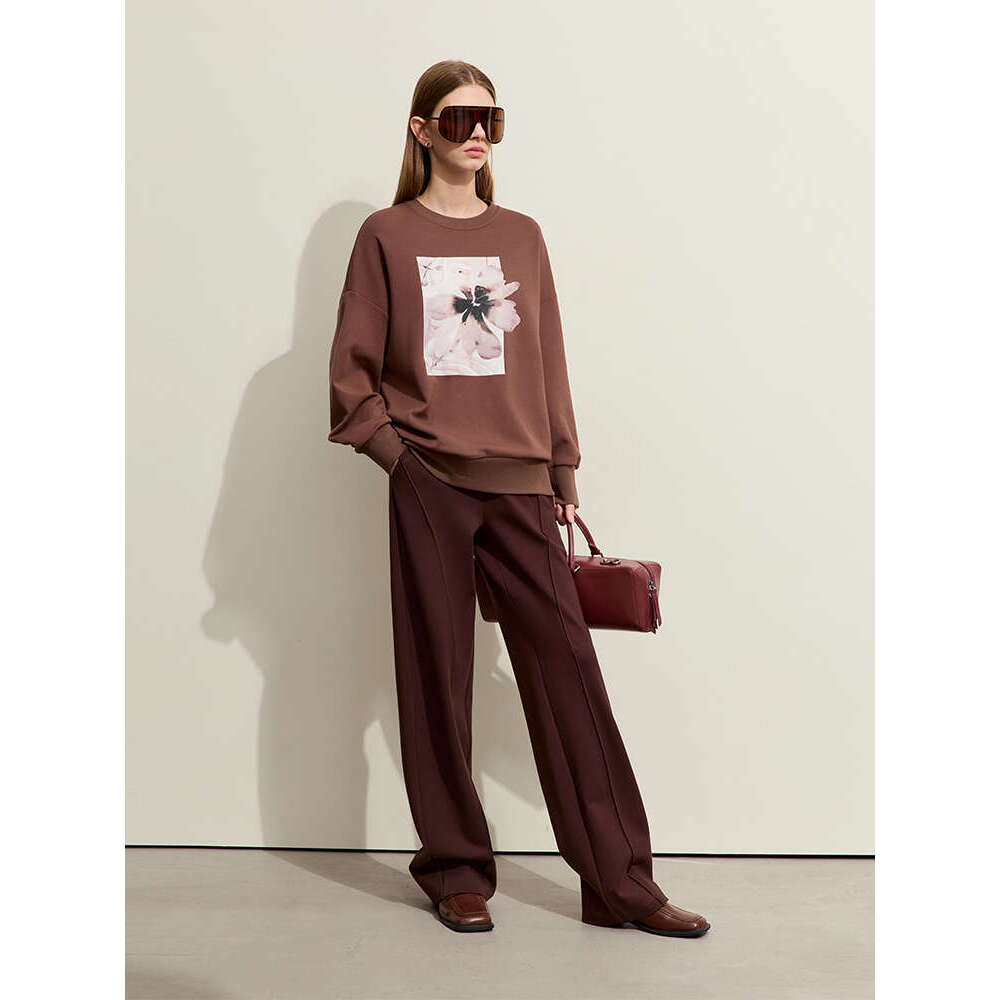 AMII Minimalism 2024 Spring New Arc Split Women's Casual High-Waisted Banana Pants Female Basics Loose Trousers 12421059