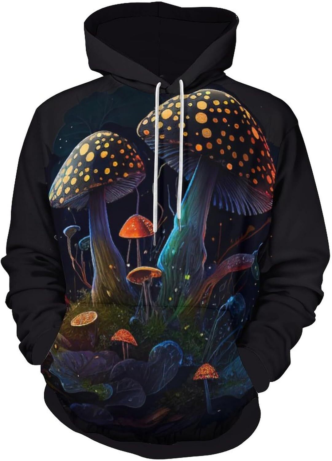 Hoodie for Mens Womens Novelty Rainbow Tie Dyed Mushroom Hoodie 3D Printed Popular Hippie Mushroom Sweatshirt Hoodies Graphic Fashion Trends