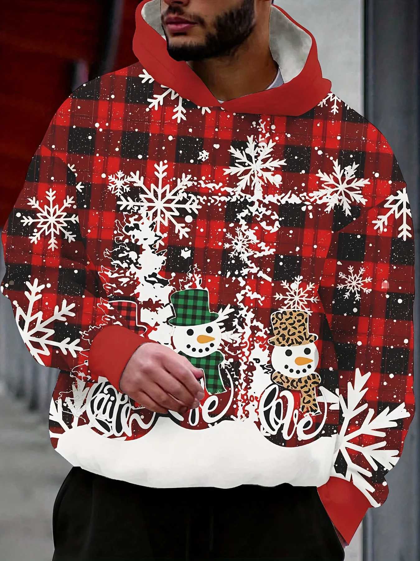 Christmas mens hoodie 3D printed top fashion sportswear dress long sleeved top casual mens wear Y241016