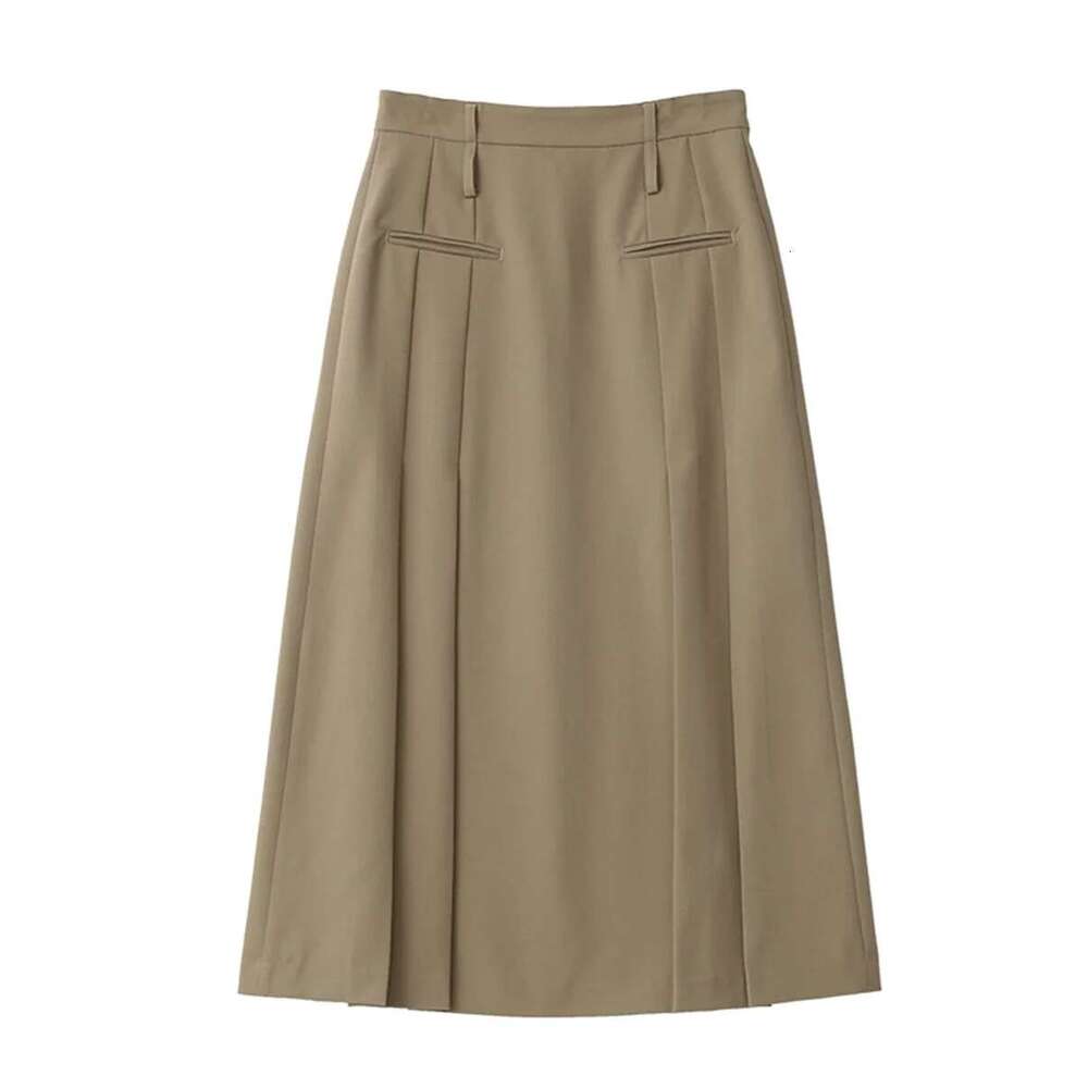 CHIC VEN British High Waist Pleated Solid A-E Women's Long Skirt Woman Clothes Outerwear Spring Autumn Fashion 2024
