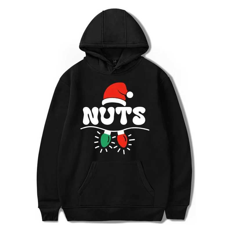 Fall New Christmas Couple Hoodies Funny Letter Design Women Pullover Long Sleeve Fashion Christmas Gift Lover Match Sweatshirt Y241016