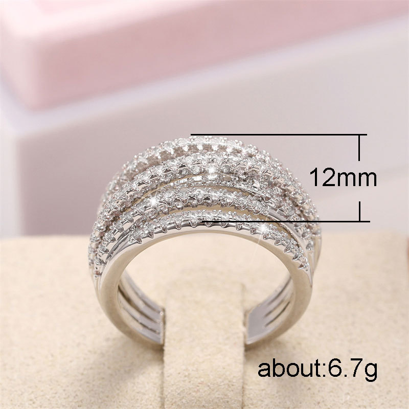 Women's luxury ring hip-hop style unisex diamond ring retro geometric line crystal ring irregular multi-layer ring
