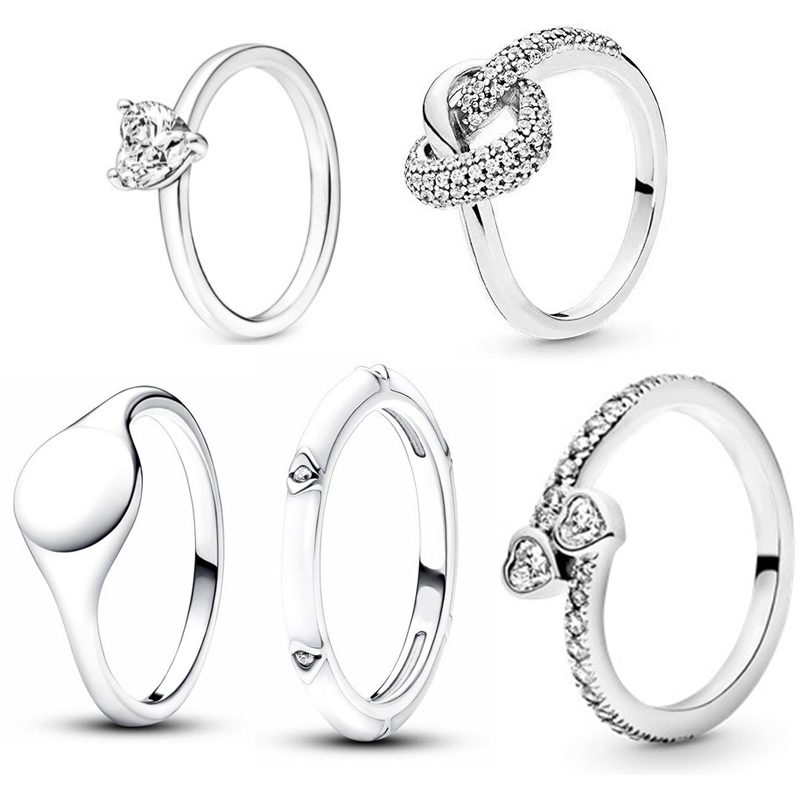 Luxury Authentic Diamond Heart Rings Women S925 Sterling Silver Brand Designer Christmas Wedding Birthday Engagement Gifts Jewelry R063