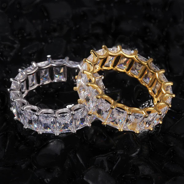 Women's luxury ring single stone full diamond zircon women's engagement ring square crystal cluster ring fashion wedding jewelry