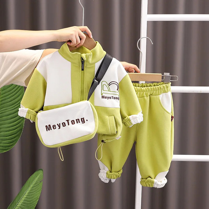 Baby boy clothing set Spring and Autumn childrens fashionable cotton jacket pants 2-piece baby sports suit set 2Y 241008