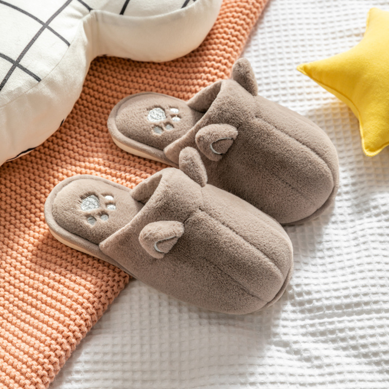 Plush cotton slippers cute female winter cartoon home anti slip warm indoor cotton shoes