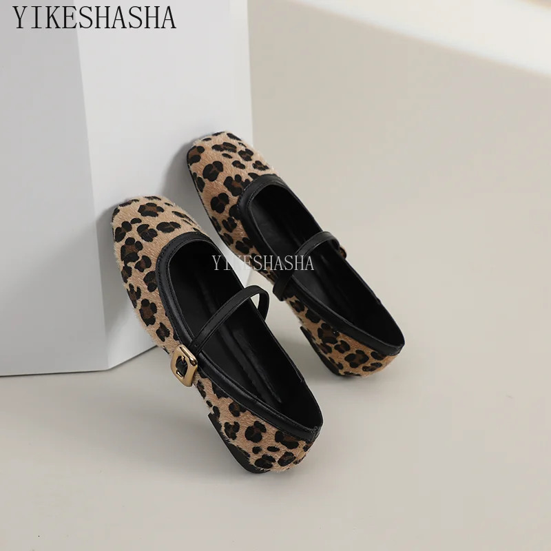 Fashion Womens Round Toe Leopard Print Casual Breathable Slip-on Flat Outdoor Ladies Mary Jane Shoes SYDanne 241016