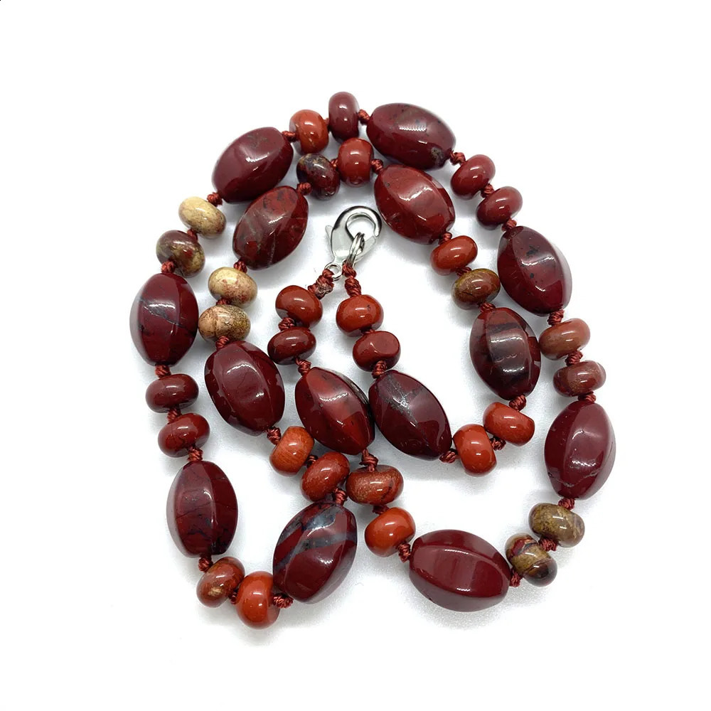 Exquisite natural stone oval agate bead necklace 10x14mm Abakas bead redstone green Aventurine womens jewelry accessories 241017