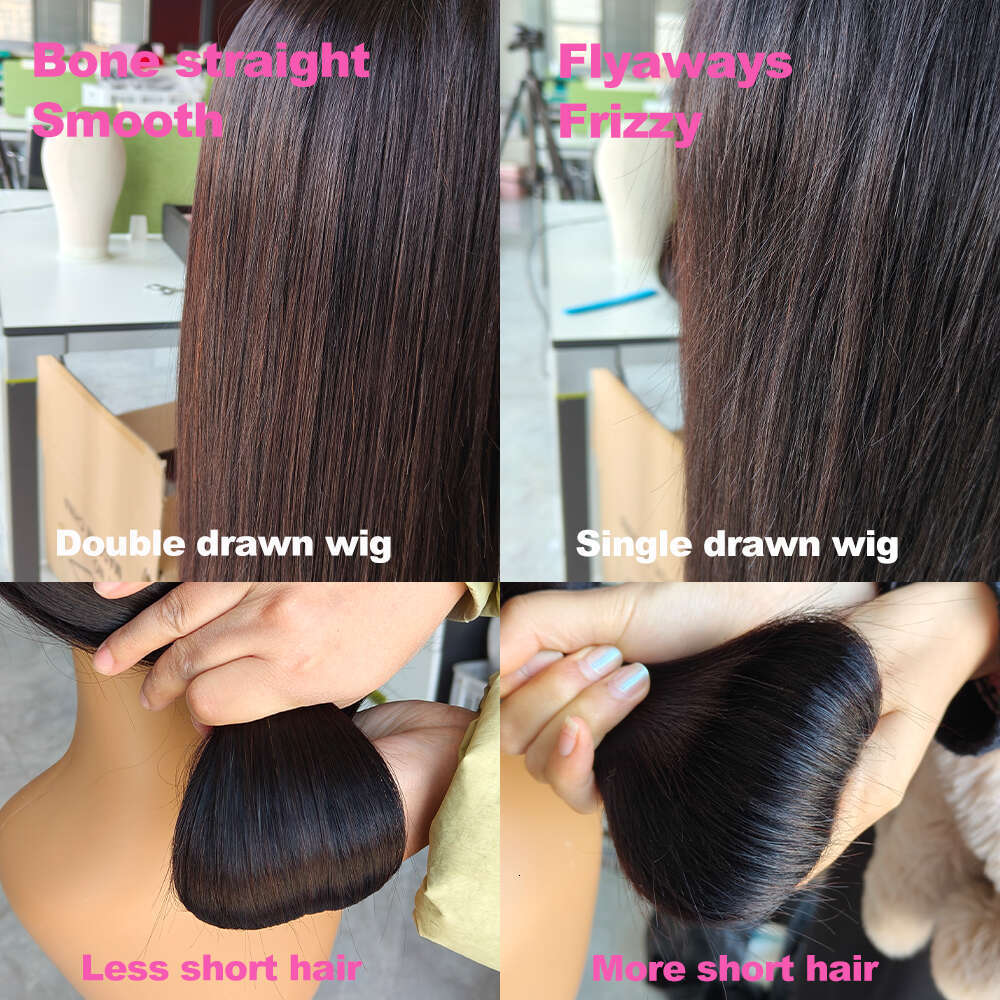 220% Double Drawn Human Hair Wig 4*4 Lace Front Wigs 4*1 T Part Pre-plucked Raw Vietnamese Bone Straight Full Thick End Wigs