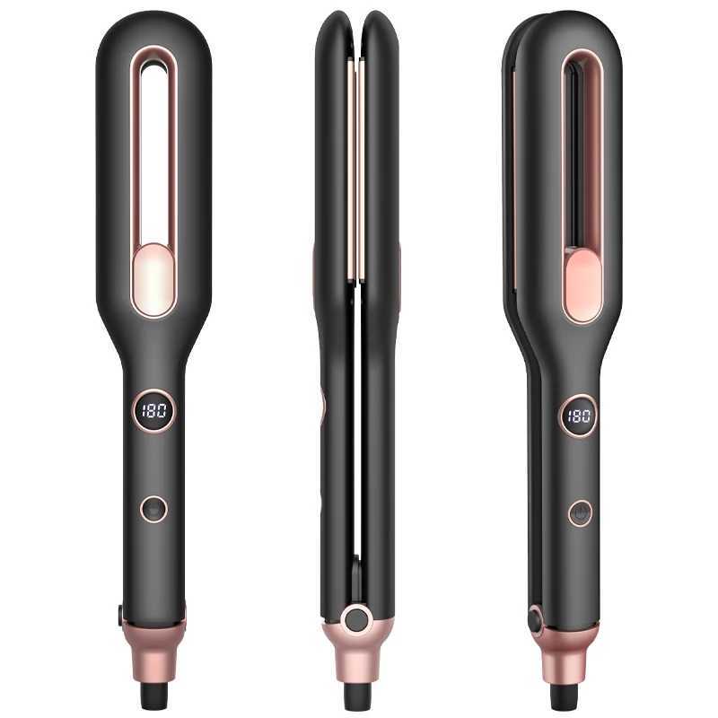 Hair Straightener Curler 2 In 1 Ceramic Plate Flat Iron Fast Heat Up Electric Hair StraightenerXJ241016