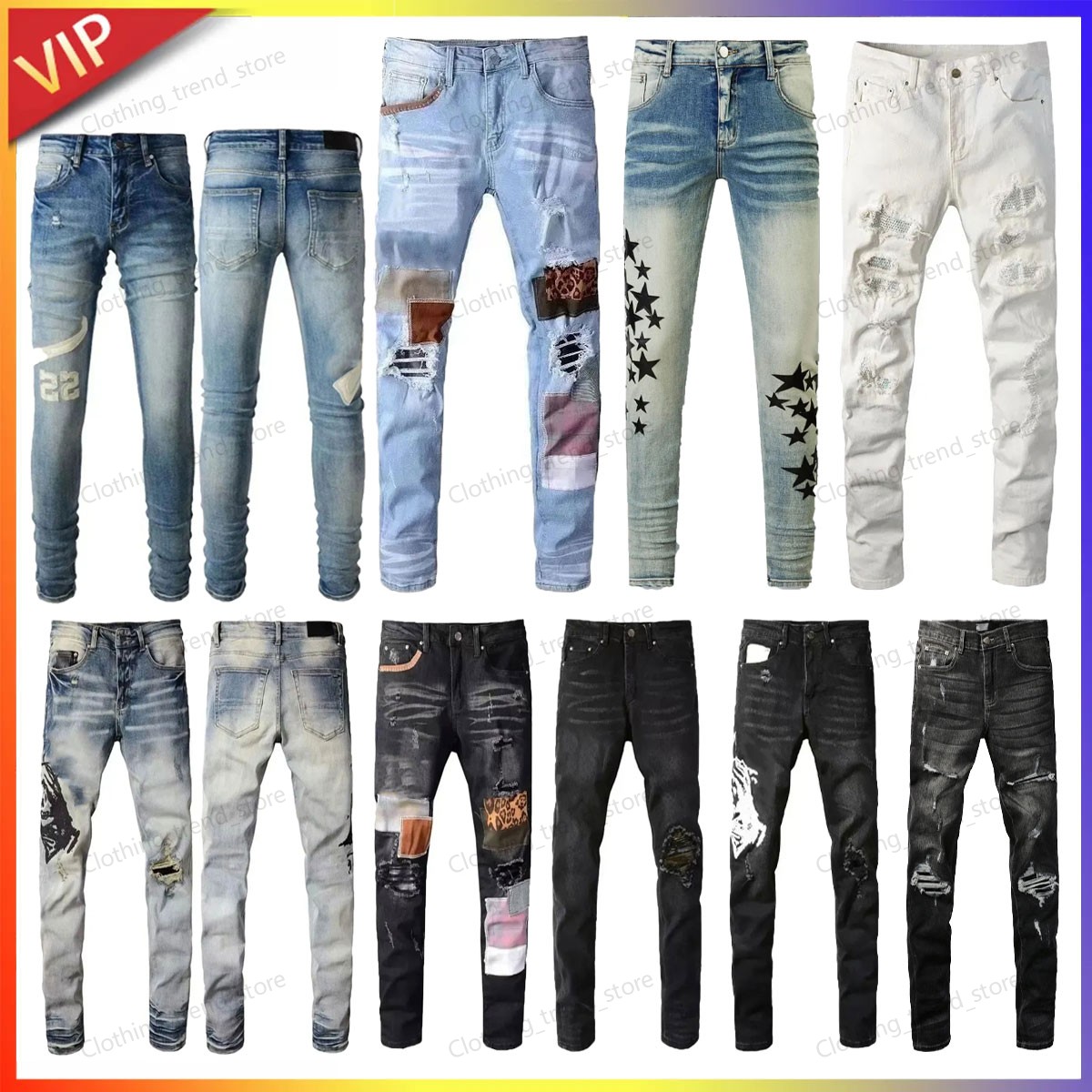 designer european jean hombre mens trousers biker embroidery ripped for trend cotton fashion jeans men cargo pants black hip