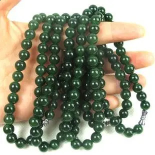 Wholesale 100% natural dark jade 6mm-12mm bead necklace 241017