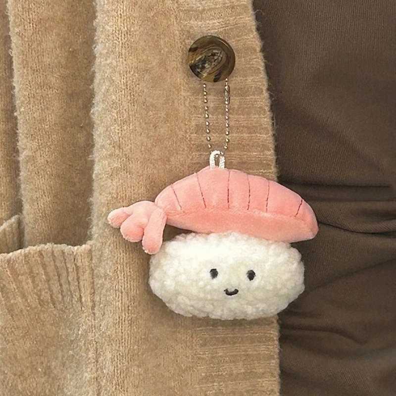 Kaii Plush Sushi Toy Keychain For Women Girls Cartoon Fashion Doll Key Ring Pendant Bag Decoration Accories GiftsXJ250116
