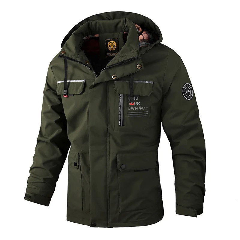 mens autumn parka jacket solid color winter hooded outdoor puffer for men waterproof coats puf 241017