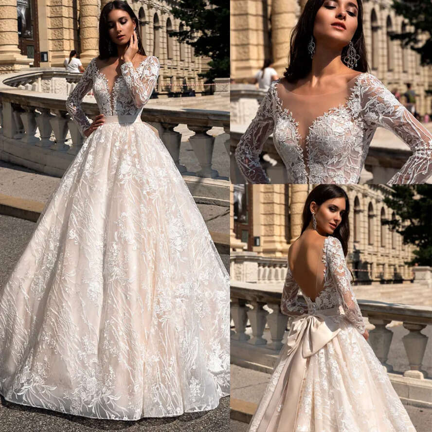 Beach Boho Wedding Modest Dress O Neck Sleeves Backless A E Long Lace Plus Size Wedding Dresses Bridal Gowns Vestidos De Novia es