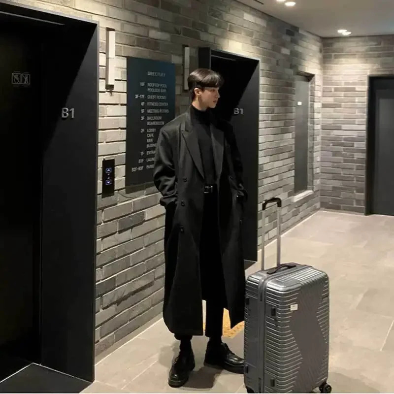 Mens Long Woolen Jacket To The Knee Winter Thickened Herringbone 2024 Style Autumnwinter High Tall Coat 241017