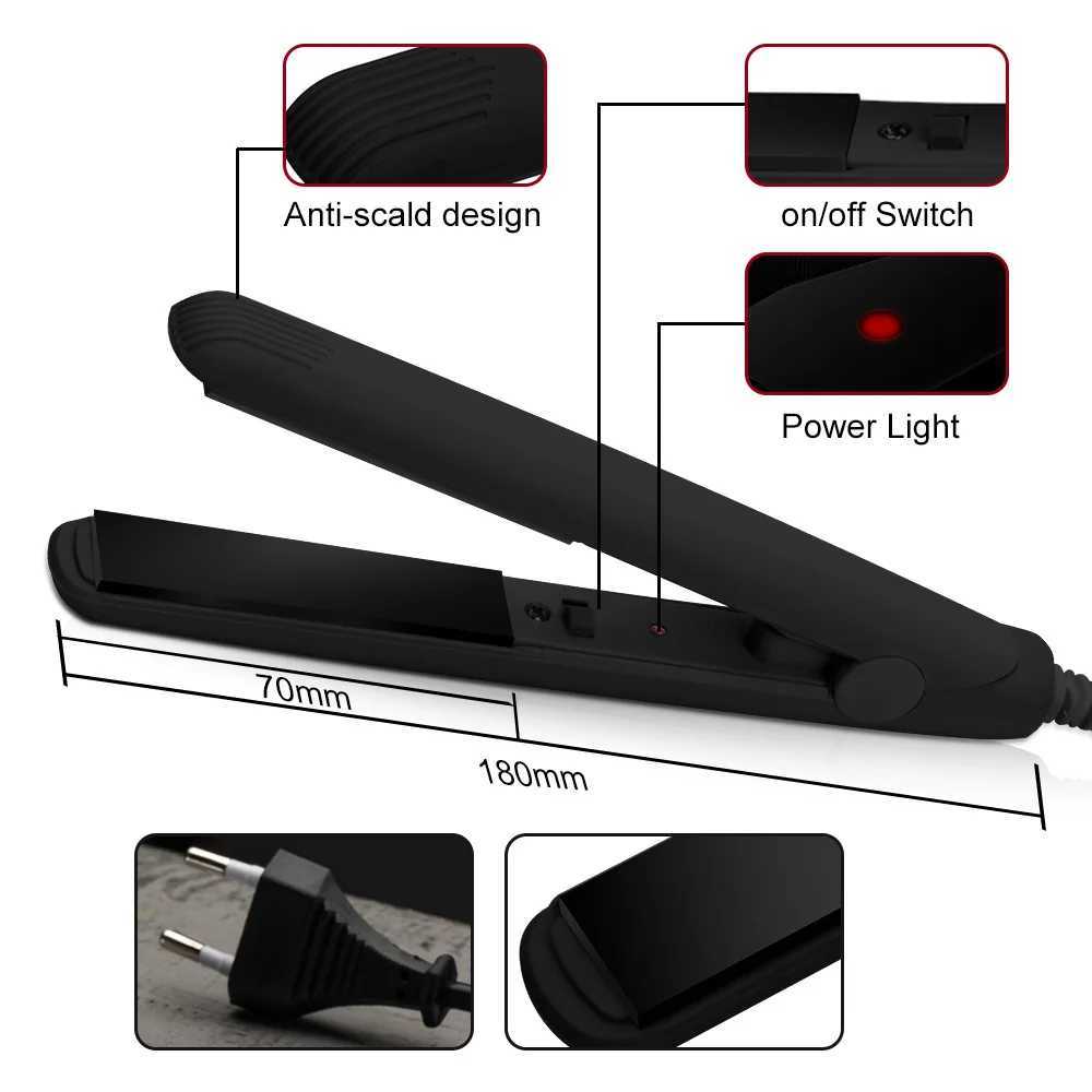 Mini Hair Straightener and Small Curling Iron 2 in1 for Short HairTravel Flat Iron for BangsDual VoltageXJ241016