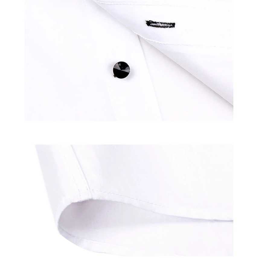 Dress Shirt Men Button-down Collared Formal Business Long Sleeve Casual Shirt Korean Fashion Slim Fit Male Designer Shirts White LX241017