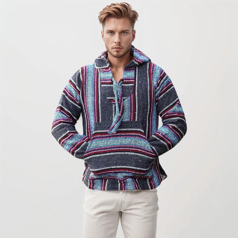 Mens Hoodies 3D Hippie Hoodie For Men Ethnic Style Pullover Hooded Sweatshirt Drawstring Pocket V Neck Streetwear
