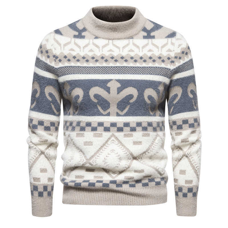 Men's sweater Autumn and winter new trend printed crew-neck knitwear American retro sweater men's jacket W240913