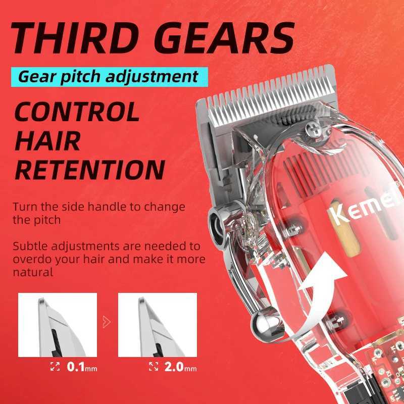 Kemei Professional Mens Barber Electric Beard Trimmer Charging Barber Transparent Barber KM-1761 W241017