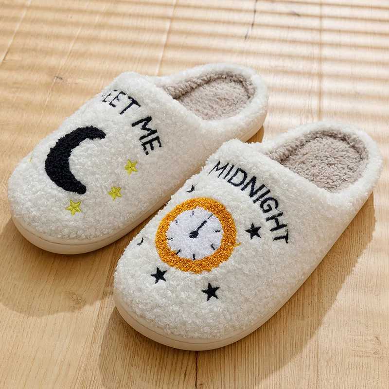Warm slider cushion slider see me at midnight soft warm and comfortable flat and comfortable blurry womens slider interesting shoesCL241017