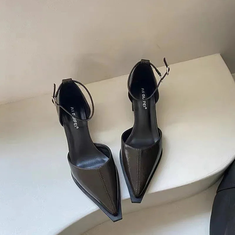 Pointed Toe Sexy Sandals Women Mid Heels Party Shoes Summer 2024 Pumps Fashion Slippers Chunky Female Dress Zapatos Shallow 241016