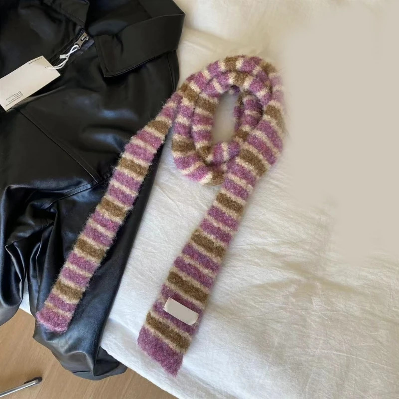 Knitted tight scarf womens striped collar hanging basket handbag womens handbag handbag 241017