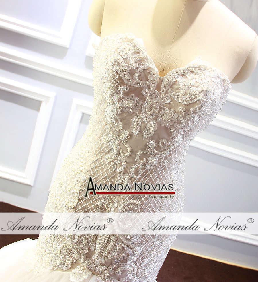 Champagne Wedding Mermaid Full Beading Shinny Bridal Dress Custom Order Size