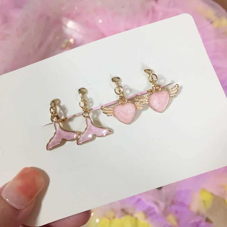 2 pairs/set 2 pairs/set newly arrived cute white cat butterfly clip earrings for children and girls jewelry without perforations for children W241017