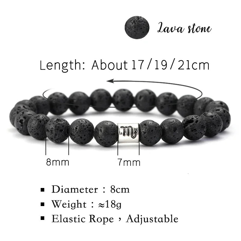 12 Zodiac Bracelet Natural Volcanic Stone Bracelet Virgo Capricorn Taurus Cancer Aries Pisces Gemini Libra 241017