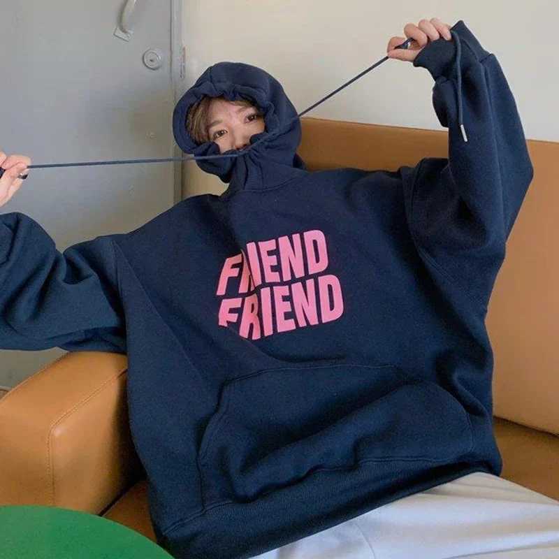 Letter Printed Hooded Sweatshirts Women Harajuku Long Sleeve Oversized Hoodies Woman Autumn Winter Loose Pullover Top FemaleX241016