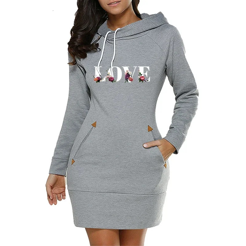 Love Letter Printing Womens Dress Fashion Knee Length Hooded Frog Side Zipper Necklace Sport Autumn Warm Wool DailyCasual Skirt 241017