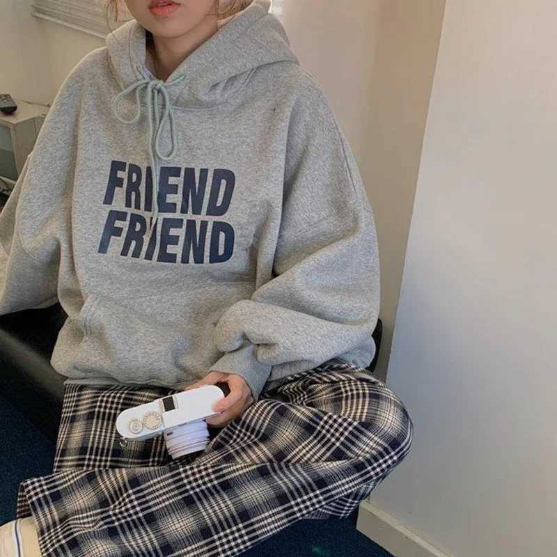 Letter Printed Hooded Sweatshirts Women Harajuku Long Sleeve Oversized Hoodies Woman Autumn Winter Loose Pullover Top FemaleX241016