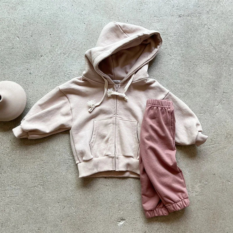 Autumn Baby Long Sleeve Hooded Sweatshirt Boys Girls Cotton Zipper Coat Infant Toddler Solid Casual Hoodie Clothes 241017