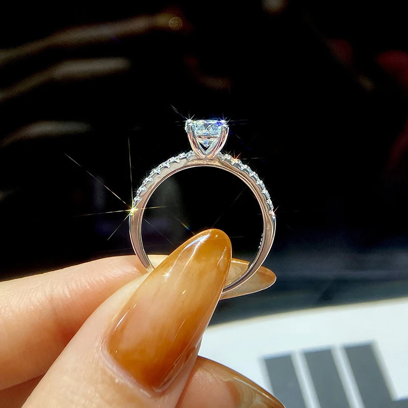 KNB 1-5ct Womens Diamond Ring Large Card Wedding 925 Pure Silver Exquisite Jewelry 240929