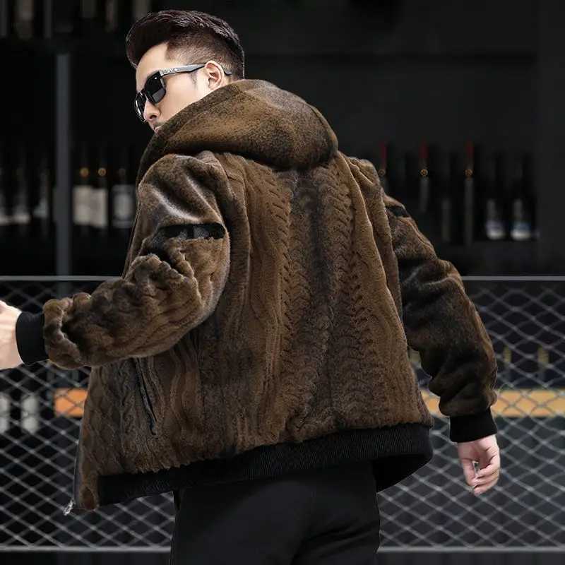 New autumn and winter collection Real fur coat imitating raccoon fur mens coat long hat big fur coat mens jacket Z85 W241017