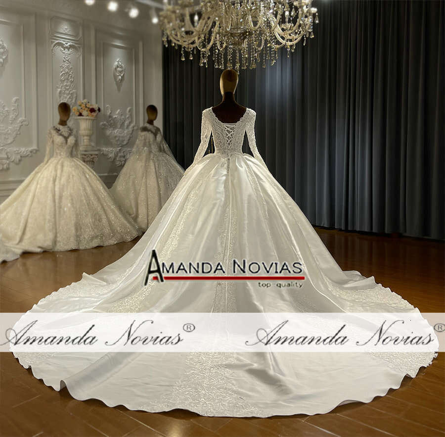 Fashion Satin Wedding Dresses Real Photos High Quality
